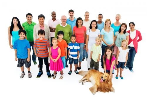 Group of diverse people standing together isolated on white - 97697