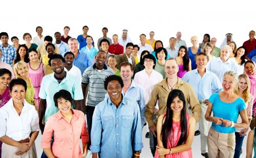 Group of diverse people standing together isolated on white - 13729