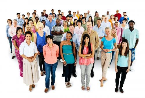 Group of diverse people standing together isolated on white - 13889