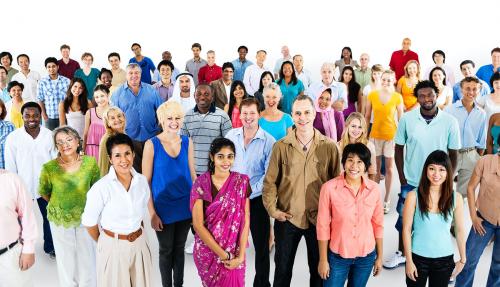 Group of diverse people standing together isolated on white - 13921