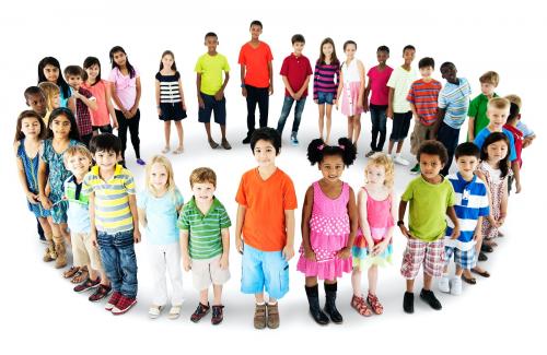 Group of diverse kids standing together - 41747