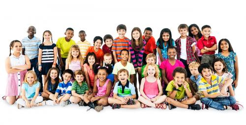 Group of diverse kids isolated on white - 41851