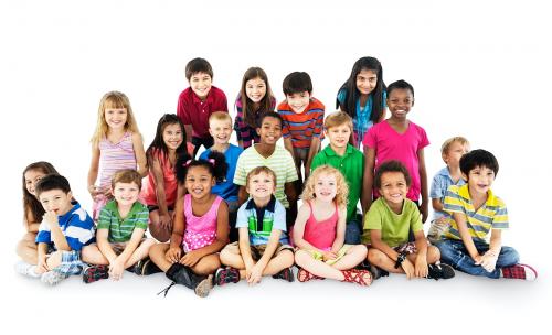 Group of diverse kids isolated on white - 41931