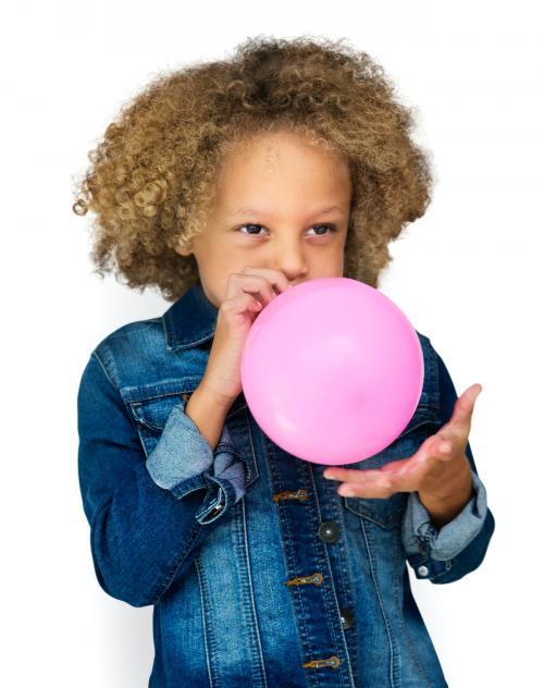 Young Girl Blow Balloon Studio - 7420