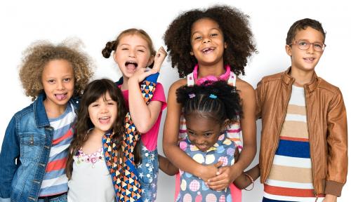 Diverse kids in a fun studio shoot - 7436