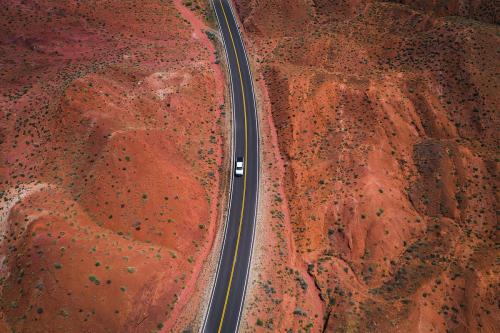 Drone shot of a desert road - 1198864