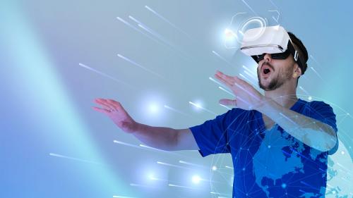 Man enjoying a VR headset - 1199043