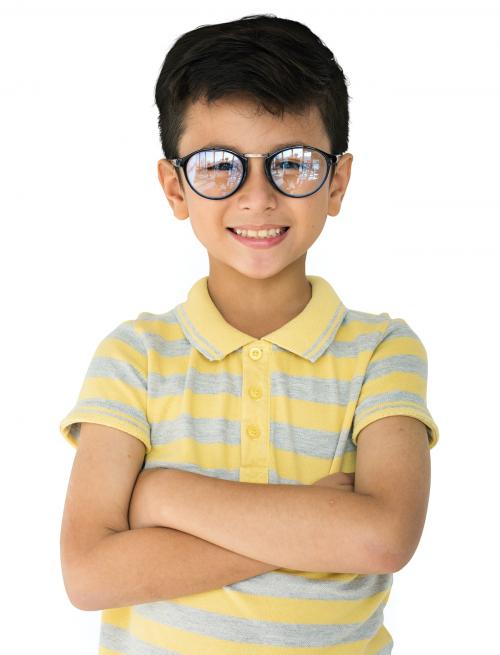 Boy with glasses with arms crossed portrait - 7457