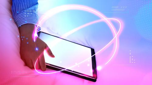 Woman using a digital tablet mockup - 1199070