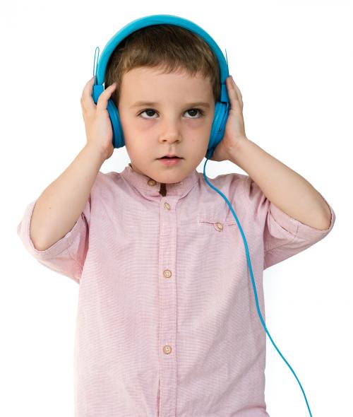 Little Boy Listen Music Wear Headphone - 7474