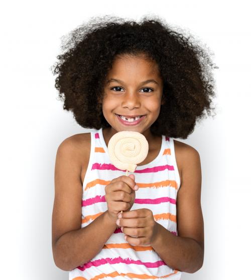 Little Girl Eating Lollipop Smiling - 7483