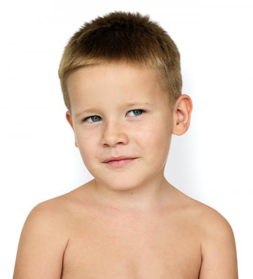 Caucasian Little Boy Bare Chested Smiling - 7492