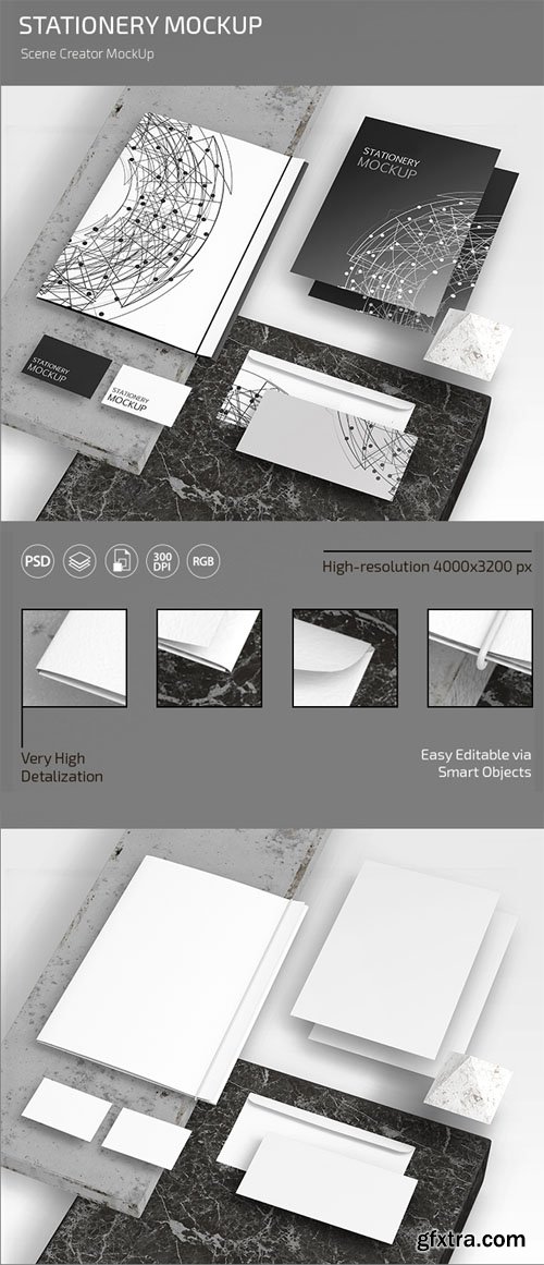 Stationery Mockup - Scene Creator PSD Mockup