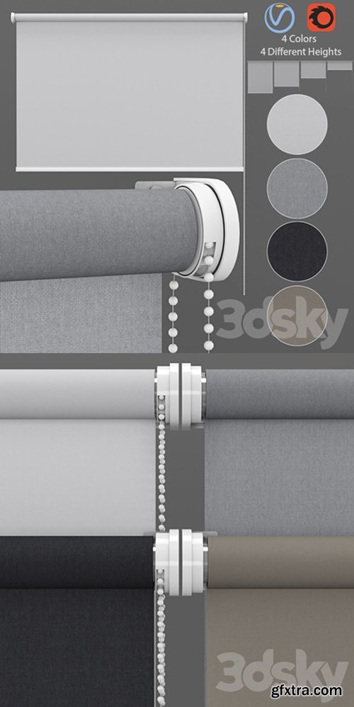 Roller Blinds Set 3 - 3D Models