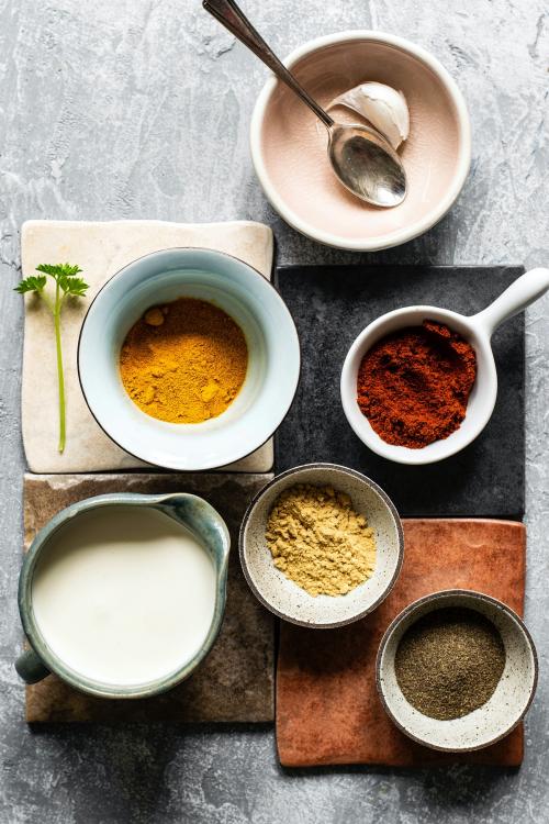 Coconut milk and spices cooking ingredients - 1204792