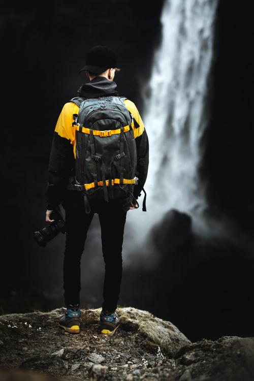 Photographer at the Haifoss waterfall, Iceland - 1206073