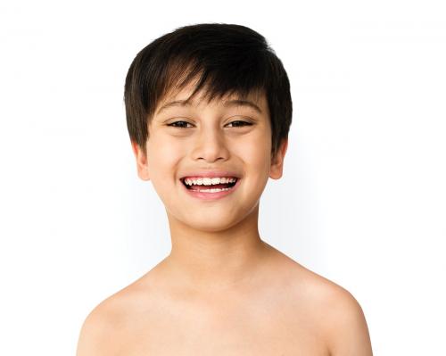 Little Boy Smiling Face Expression Topless Studio Portrait - 7156