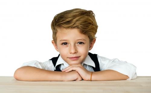 Little Boy Smart Adorable Focused - 7161