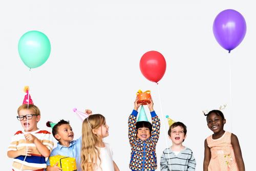 Group of diverse kids enjoying a party - 7163