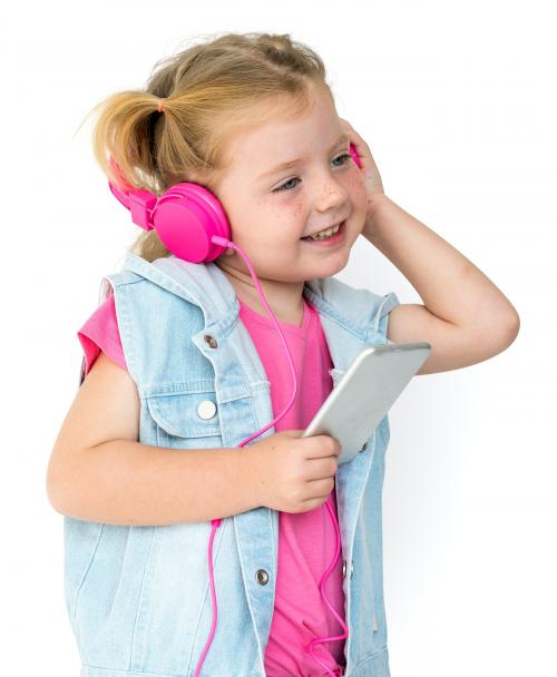 Little Girl Listen Music Wear Headphone - 7176