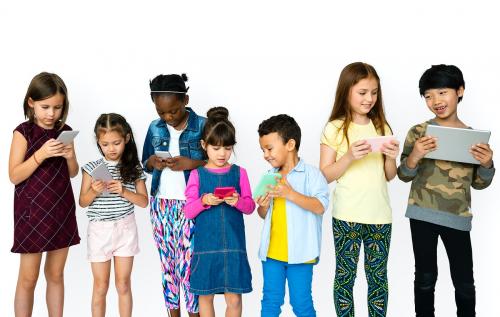 Happiness group of cute and adorable children using digital devices - 7199