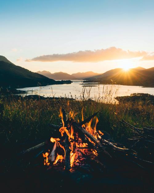 Campfire in the village of Ballachulish, Scotland - 1017175