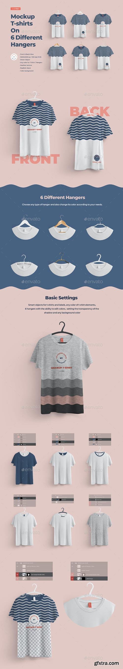 GraphicRiver - Front and Back T-shirts Mockups With 6 Different Hangers 27562918