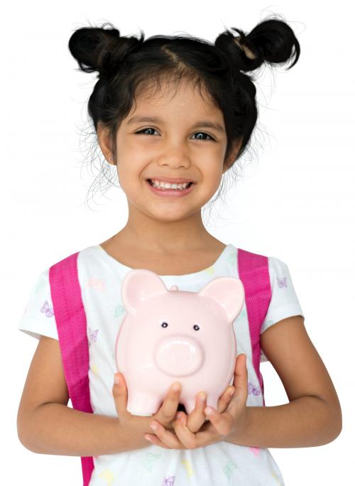 Little Girl Hands Hold Piggy Bank - 7239