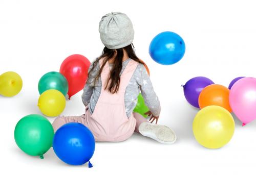 Little Girl Sitting Playing Balloon Portrait - 7242