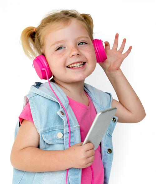 Little Girl Listen Music Wear Headphone - 7245