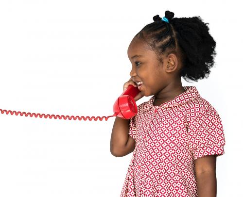 Little Girl Smiling Happiness Talking on the Phone Communication - 7264