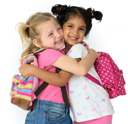 Little Girls Hug Friendship Together - 7284