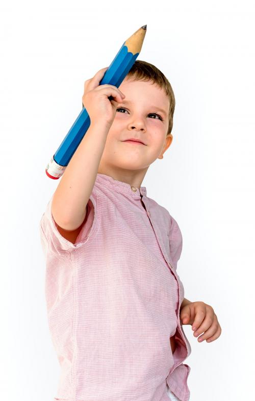 Little Boy Drawing Pencil Smiling - 7296