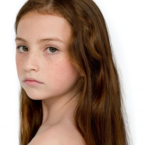 Caucasian Young Girl Focused Studio - 7306