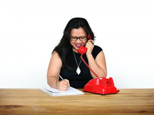 Woman Writing Talking Telephone Communication - 7310