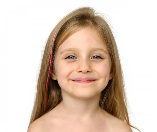 Little Girl Smiling Happiness Bare Chest Topless Studio Portrait - 7331