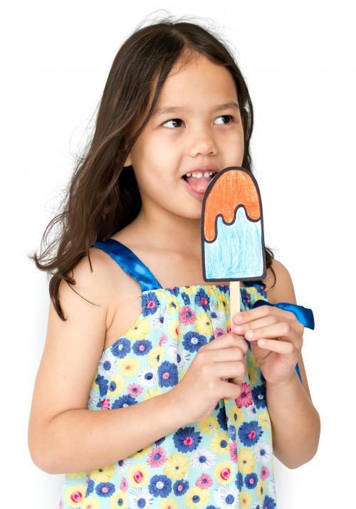 Little Girl Hands Hold Papercraft Icecream - 7377