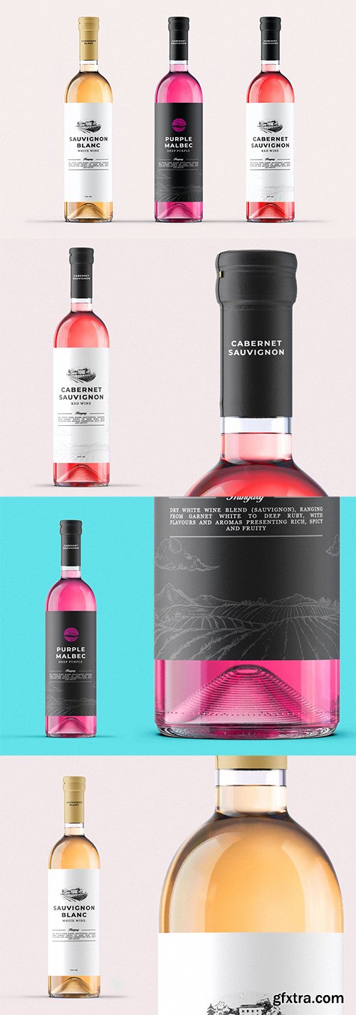 Wine Bottle Mock-Up Template