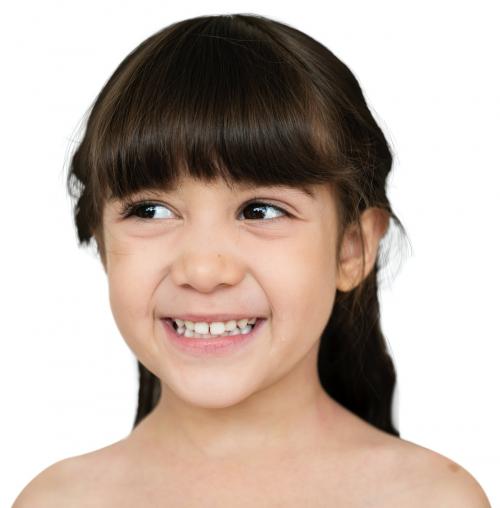 Little Girl Smiling Bare Chested - 7401