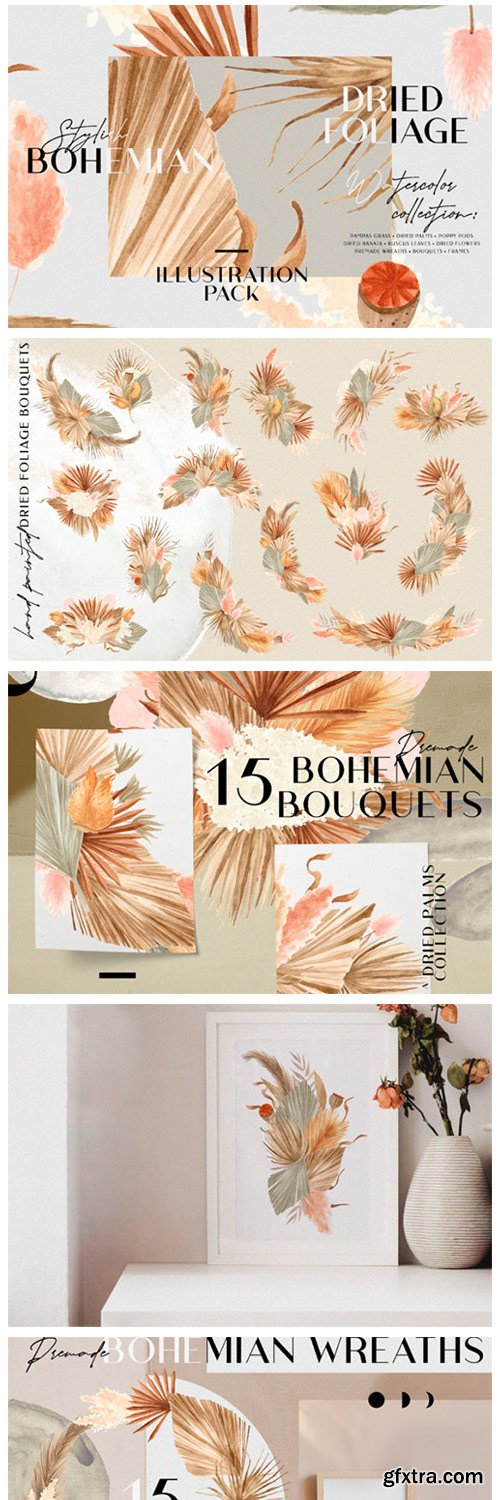 Bohemian Dried Foliage Illustration Pack 4609414