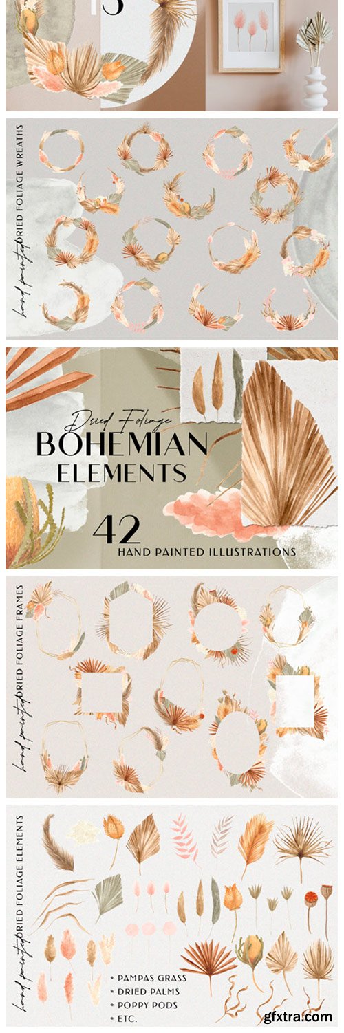 Bohemian Dried Foliage Illustration Pack 4609414