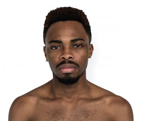 African Man Bare Chest Serious Cold Portrait - 7407