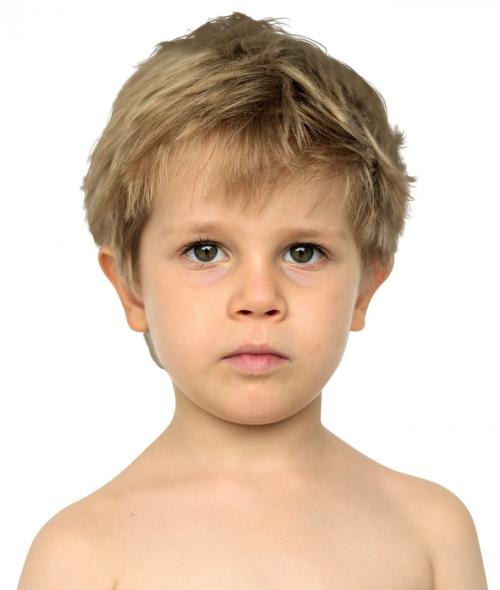 Little Boy Bare Chest Studio Portrait Young Adorable - 7432