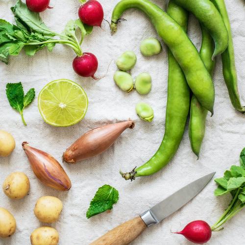 Various fresh organic vegetables on a white background - 1204793