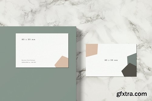 85x55 mm Business Card Mockup top view