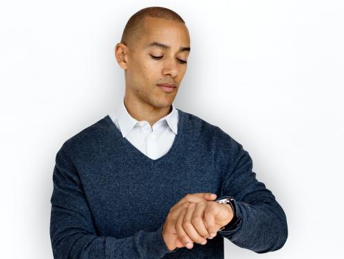African Descent Man Checking Watch Concept - 6992