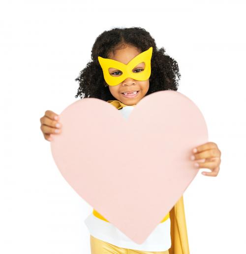 Superhero Girl Smiling Happiness Love Romance Heart Portrait - 6998