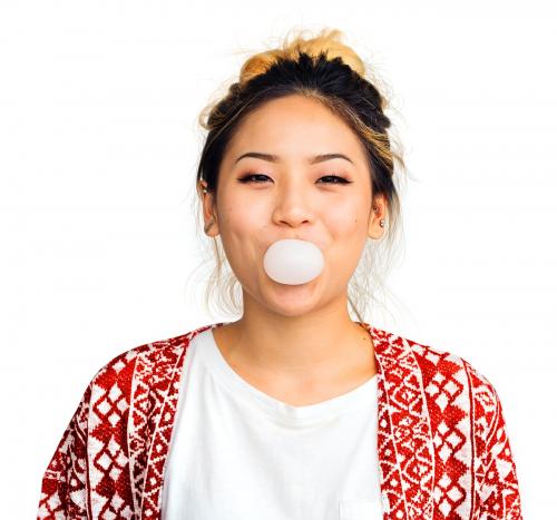 Young Girl Chewing Bubble Gum Concept - 7004