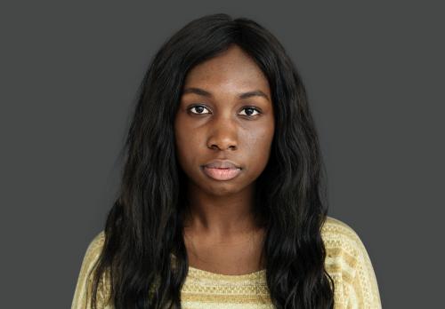 Black girl blank expression studio portrait - 7007