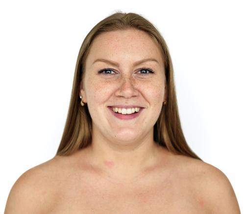 Woman Ginger Hair Bare Chest Smiling Portrait - 7057